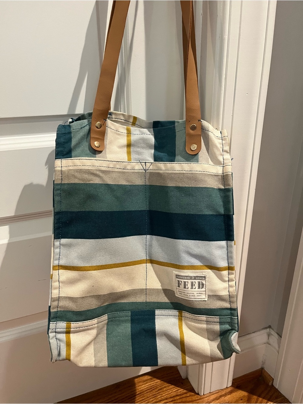 FEED Projects Coastal Stripe Tote, Canvas, GUC, Open Tote